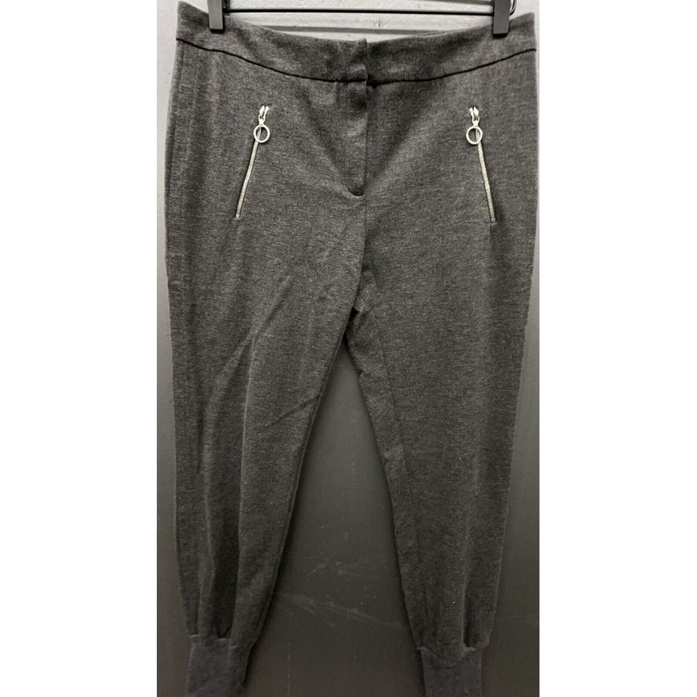 Lacoste Pants Women 33x28 Gray Pockets Stretch Mid Rise Elastic Ankle Versatile